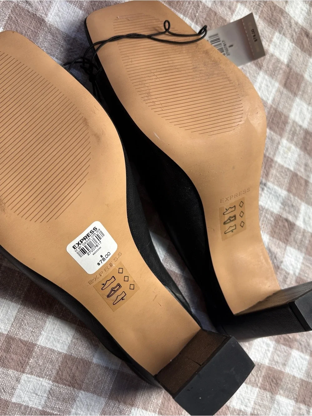 Express Women's Black Square-Toe Heel Slip-On Mules